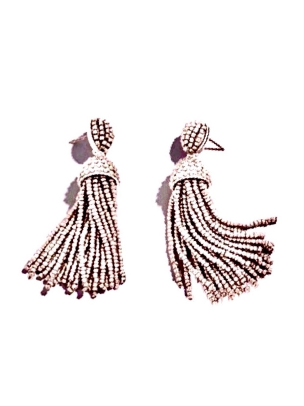 NWOT BaubleBar Silver Seed Bead Tassel Earrings